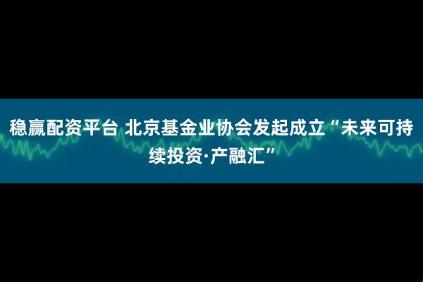 稳赢配资平台 北京基金业协会发起成立“未来可持续投资·产融汇”