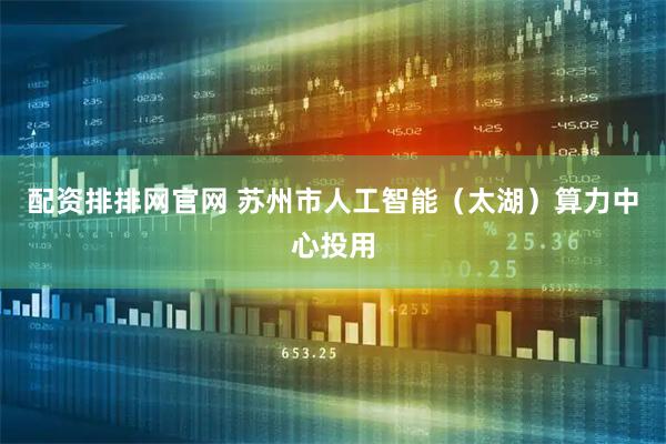 配资排排网官网 苏州市人工智能（太湖）算力中心投用
